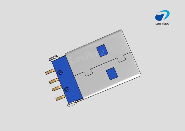 3.0 USB connector 4PIN AF SMT  BLUE BOTH SIDES FIXED PIN IS STRAIGHT FOOT Gold-Plated