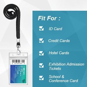 Pack Clear ID Badge Holder With Lanyard Black Lanyards With Vertical Waterproof ID Badge Holder For Office, School, Travel