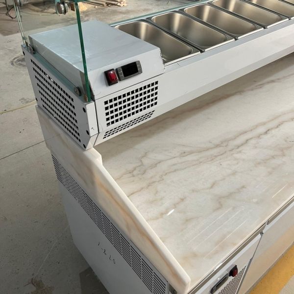 Restaurant Commercial Sandwich Prep Table Pizza Refrigerator with Granite Marble Top