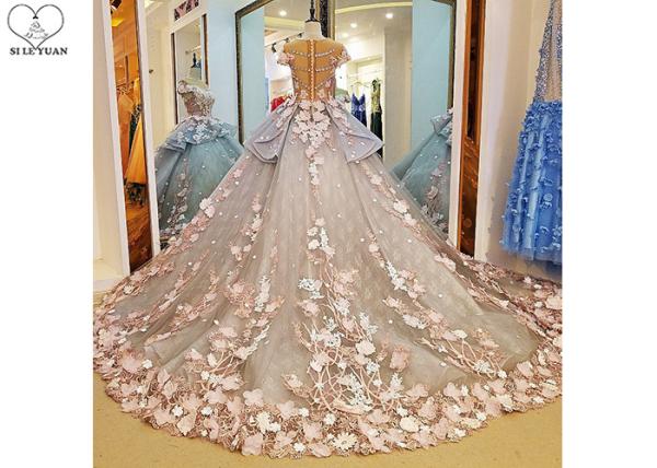 Perspective Top Pretty Purple Prom Dresses / Beautiful Big Ball Gown Pink Flower