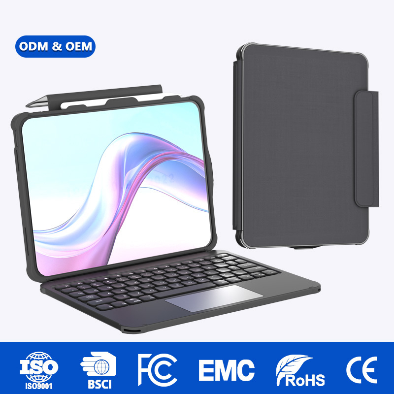 OEM/ODM Keyboard Folio Case for iPad A16, USB-C Wired Typing, Multi-Touch Trackpad, Shockproof Hard Shell, CE/FCC/RoHS Certified