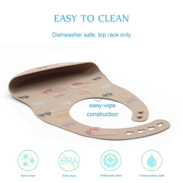 Baby Eating Wearable Soft  FDA BPA Free Baby Bib Food Catcher