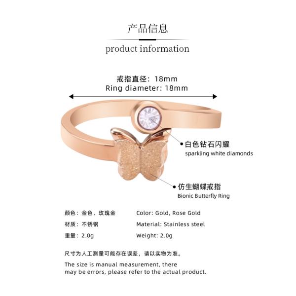 Titanium steel butterfly ring female fashion cross-border ring stainless steel opening universal ring Yiwu wholesale