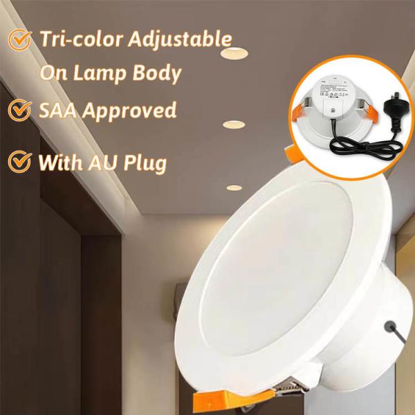 30000lm SAA-Australian 3-Color Switch Dimmable LED Downlight for Customizable Lighting