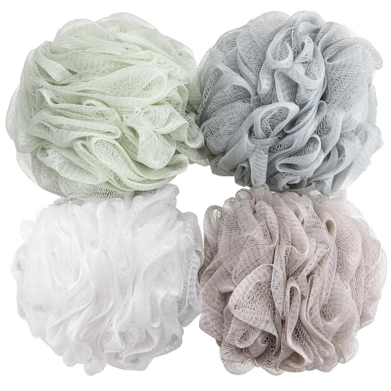 Exfoliating Body Mesh Bath Sponge Shower Loofah Scrubber With Loop