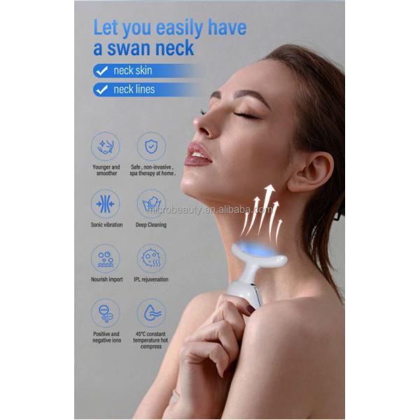 Mujeres Masajista de elevación de cara y cuello LED Fotonoterapia EMS Masajista de elevación facial