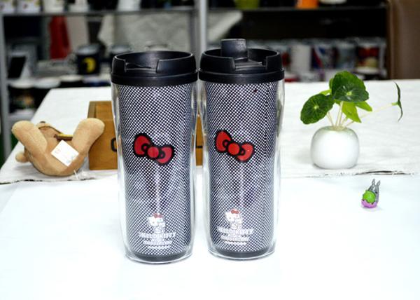 Tea Double Wall Eco Friendly Mugs , Hello Kitty Plastic Mug With Lid