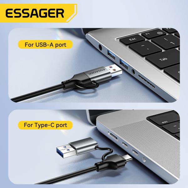 ESSAGER 2 en 1 Adaptateur Ethernet USB de type C à RJ45 1000 Mbps