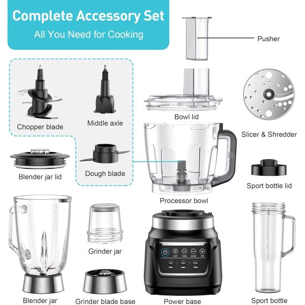 Food Processor & Vegetable Chopper For Slicing, Shredding, Mincing, And Puree,
