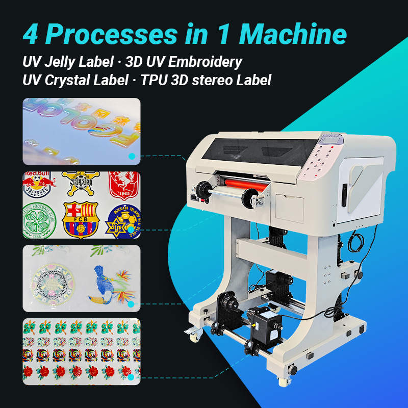 ZYJJ UV300-PRO 30cm UV DTF Crystal Label Printer — DX7 Printhead, Auto Peeling & Laminating, Roll-to-Roll