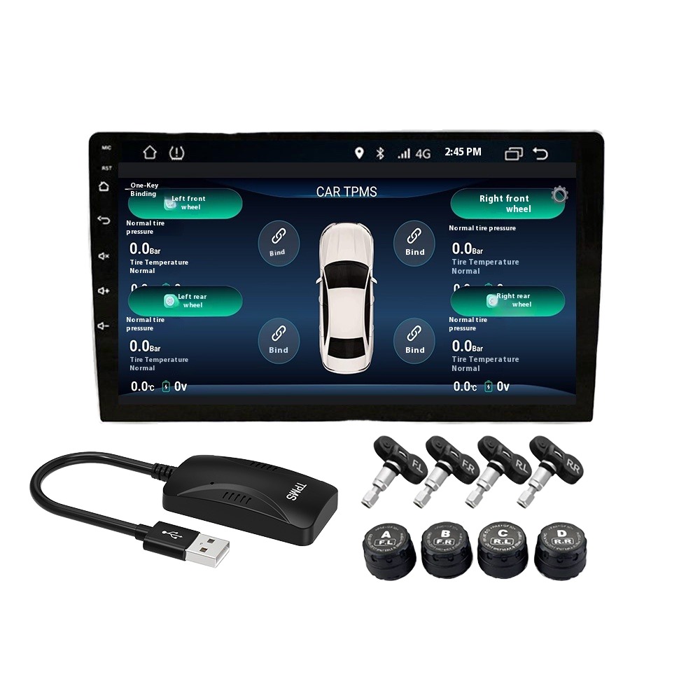 High Precision 315MHz USB Wireless Tire Pressure Monitoring System LED Display for Android Navigation Built-in Universal TPMS