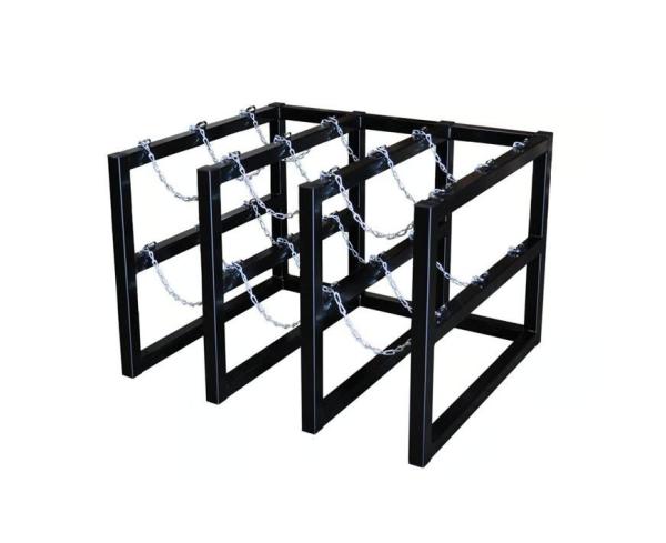 Outdoor 2 Cylinder O2 Tank Rack Metal Fab Products Black