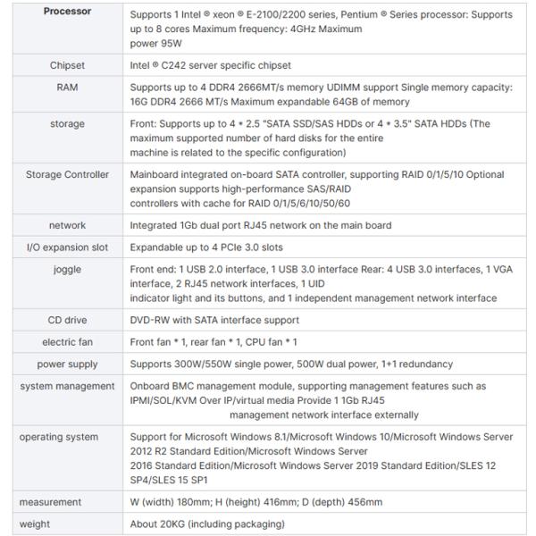 NP3020M5 Server 2 Intel E-2236 Tower Server with Processor Main Frequency of 4.8 GHz