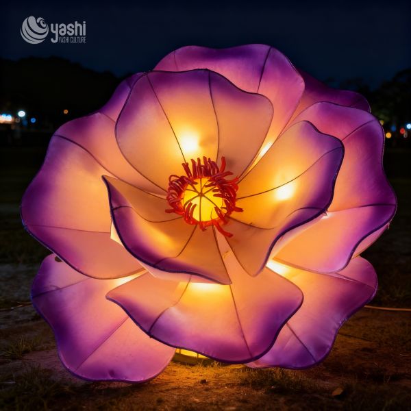 Custom Multicolor Fabric Flower LED Lantern Set, Hand‑Made Floral Light Ornaments for Festival Decoration