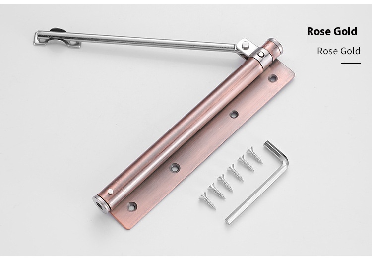 Modern Design Lightweight Stainless Steel Automatic Door Closer Adjustable Speed 180 Opening Invisible Door Spring Bathroom