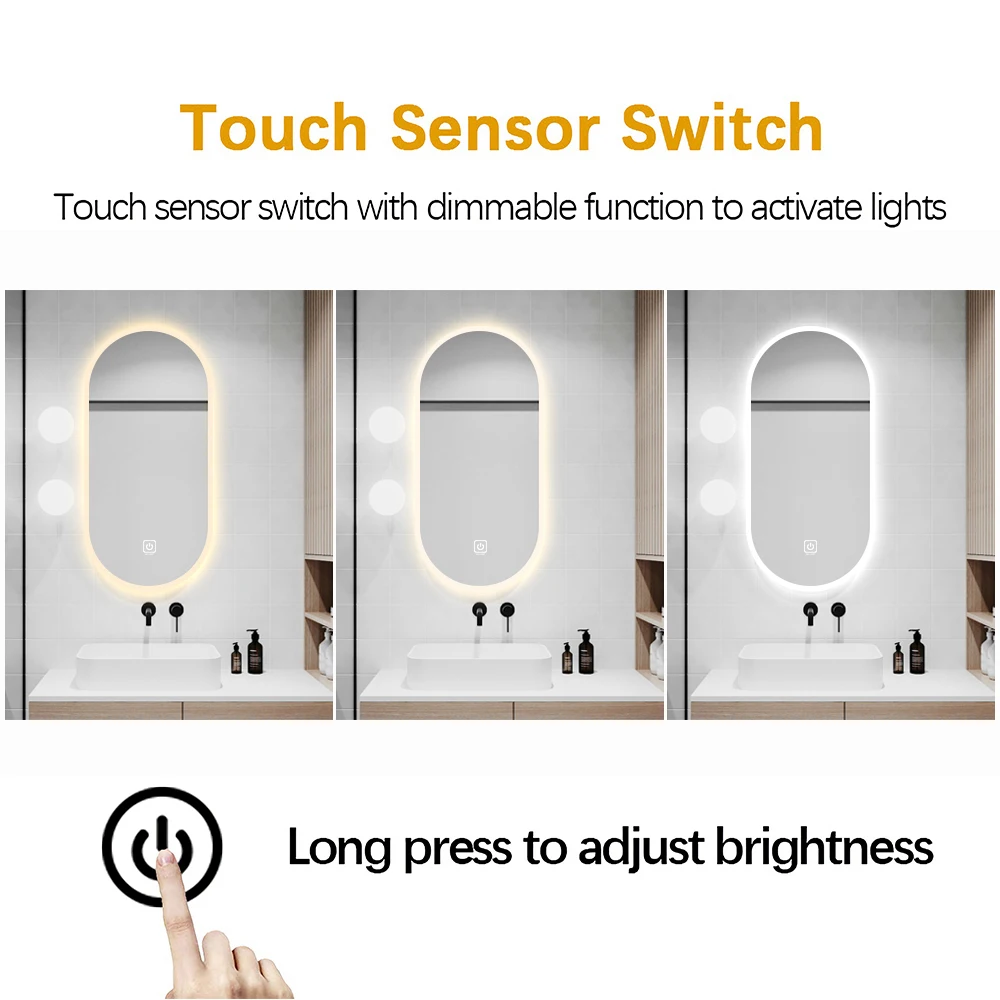Anti Fog Arch Luxury Illuminated Bathroom Mirrors IP44 For Hotel Bathroom Project