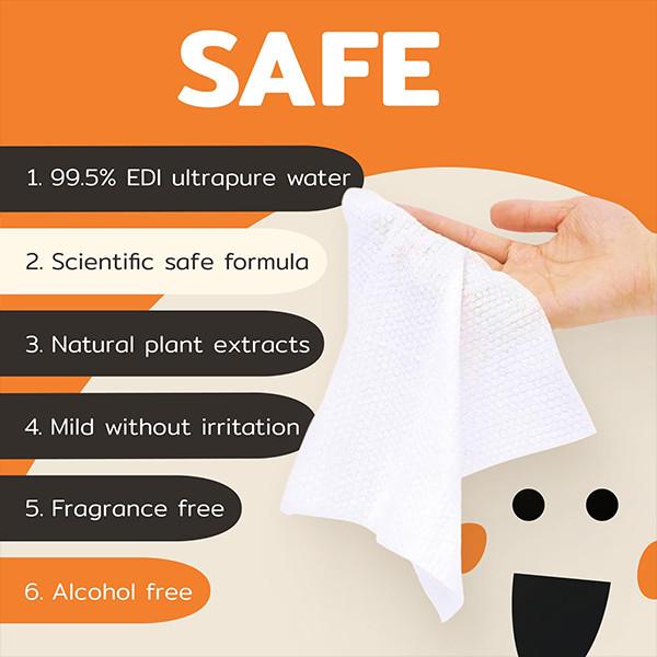 99% Water Biodegradable Wet Wipes Portable Mini Baby Wipes For Travel 60pcs 15*20cm