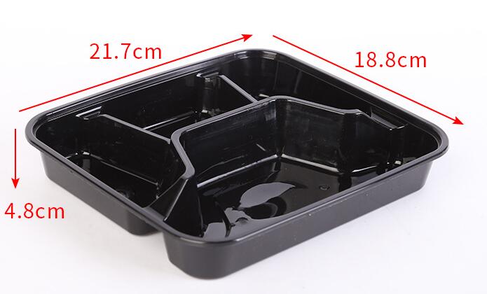 3 4 коробка для завтрака отсека 100% Pp черная microwavable для пищевого контейнера