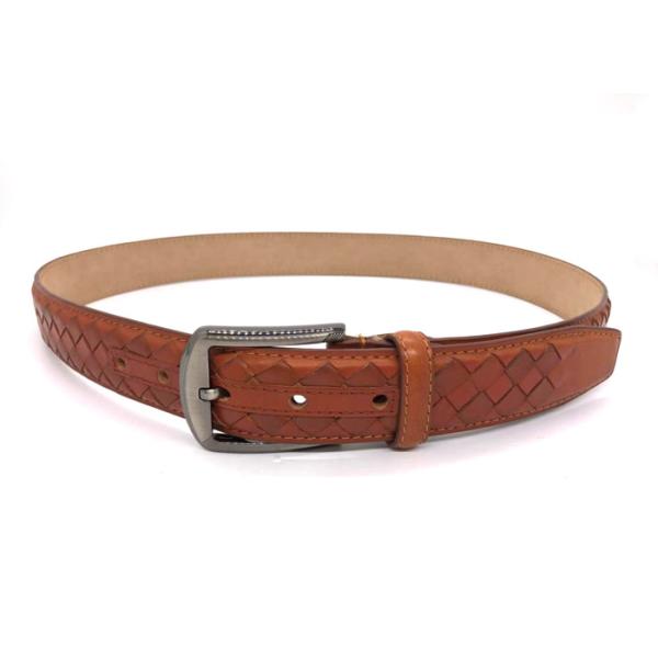 Handmade Braided Brown 3.8cm Mens Casual Leather Belt