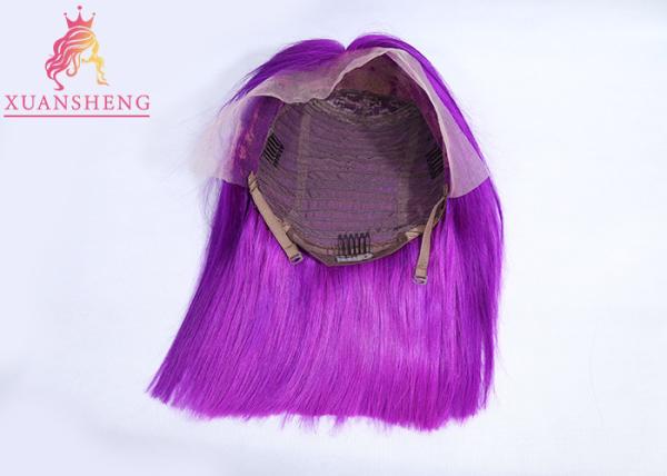 Popular Cuticle Aligned Purple Human Hair Lace Front Wig 12-26 Inch