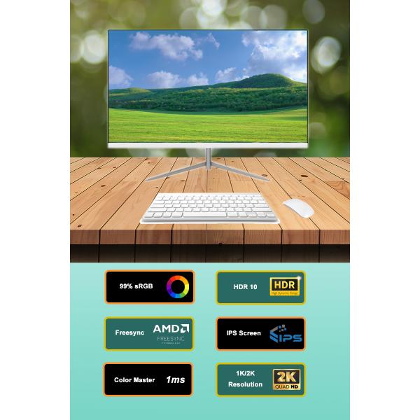 IPS Screen 24 Inch LED Gaming Computer Monitor High Refresh Rate White Color Eye Care