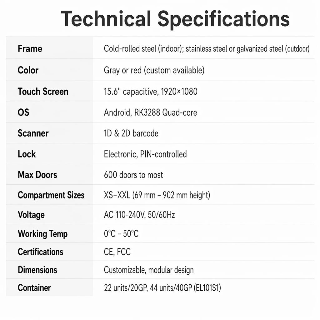 Heavy Duty Smart Parcel Locker with Android OS and Cloud-based Remote Management for Factory Workers