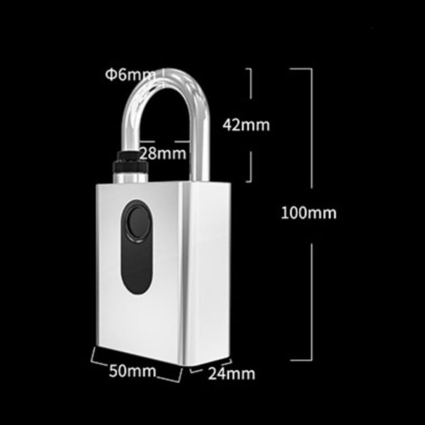 Smart Fingerprint Key Padlock Enhanced Security 100 Fingerprint Capacity IP65 Waterproof 20,000-Cycle Lifespan Hardened Shackle