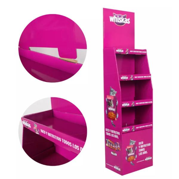 Corrugated Floor Shelf Cardboard POS Displays 5 Tier For Pet Store