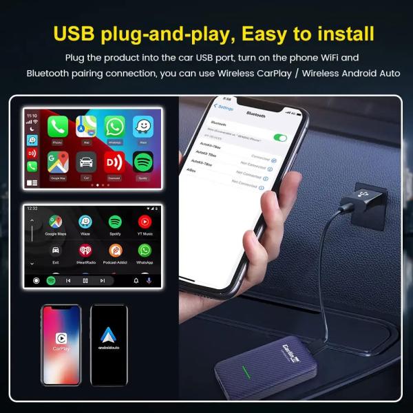 Wired To Wireless Adapter Carplay And Android Auto Carlinkit 4.0 CP2A Retrofit Module USB Dongle Fast Speed