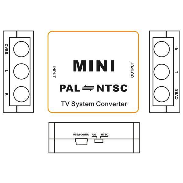 PAL60 NTSC 3.58 SECAM To PAL MINI TV System Audio Video Converter
