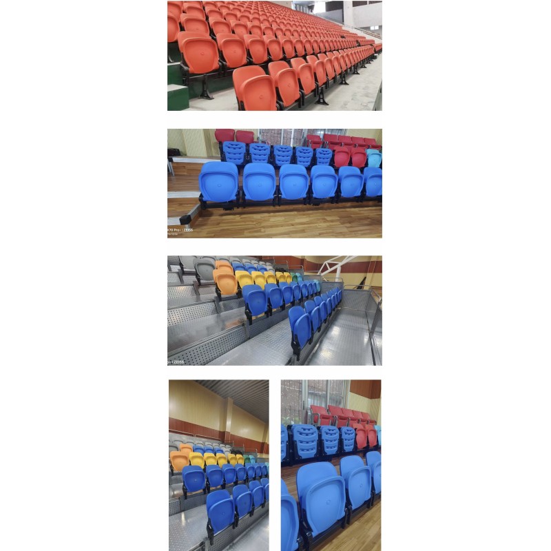 Retractable Grandstand Seating with Foldable Backrests - Durable HDPE Material and Customizable Options for Indoor Sports Arenas