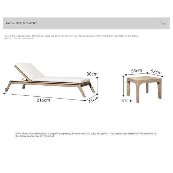 Sun Resistant Swimming Pool Beach Hotel Teak Lounge Chair With Wheel Adjustable Backrest