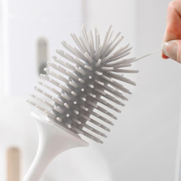 Silicone Head Tpr Toilet Bowl Cleaning Brush Set Wall Mounted Sustainable 230g