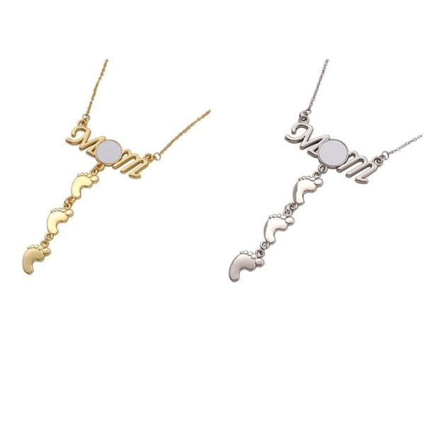 Regalo para el Día de la Madre Collar de sublimación Collar de huellas Collar personalizado Collar para mamá y bebé