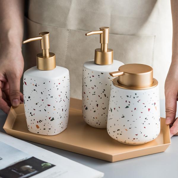Luxury Ceramic Bathroom Set Soap Bottle For Shampoo Liquid Lotion
