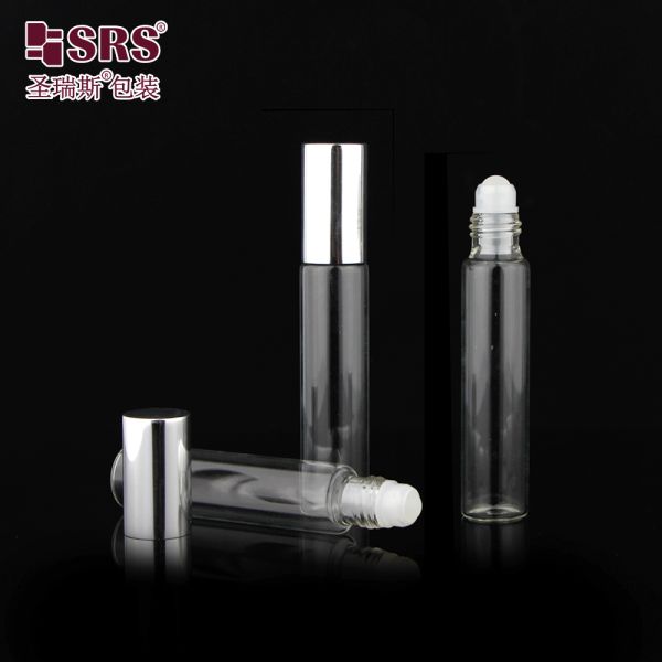 Essential Oil Perfume 10ml Tube Glass Roll on Bottle Steel Roller Ball Plastic Cap Cosmetic Packaging