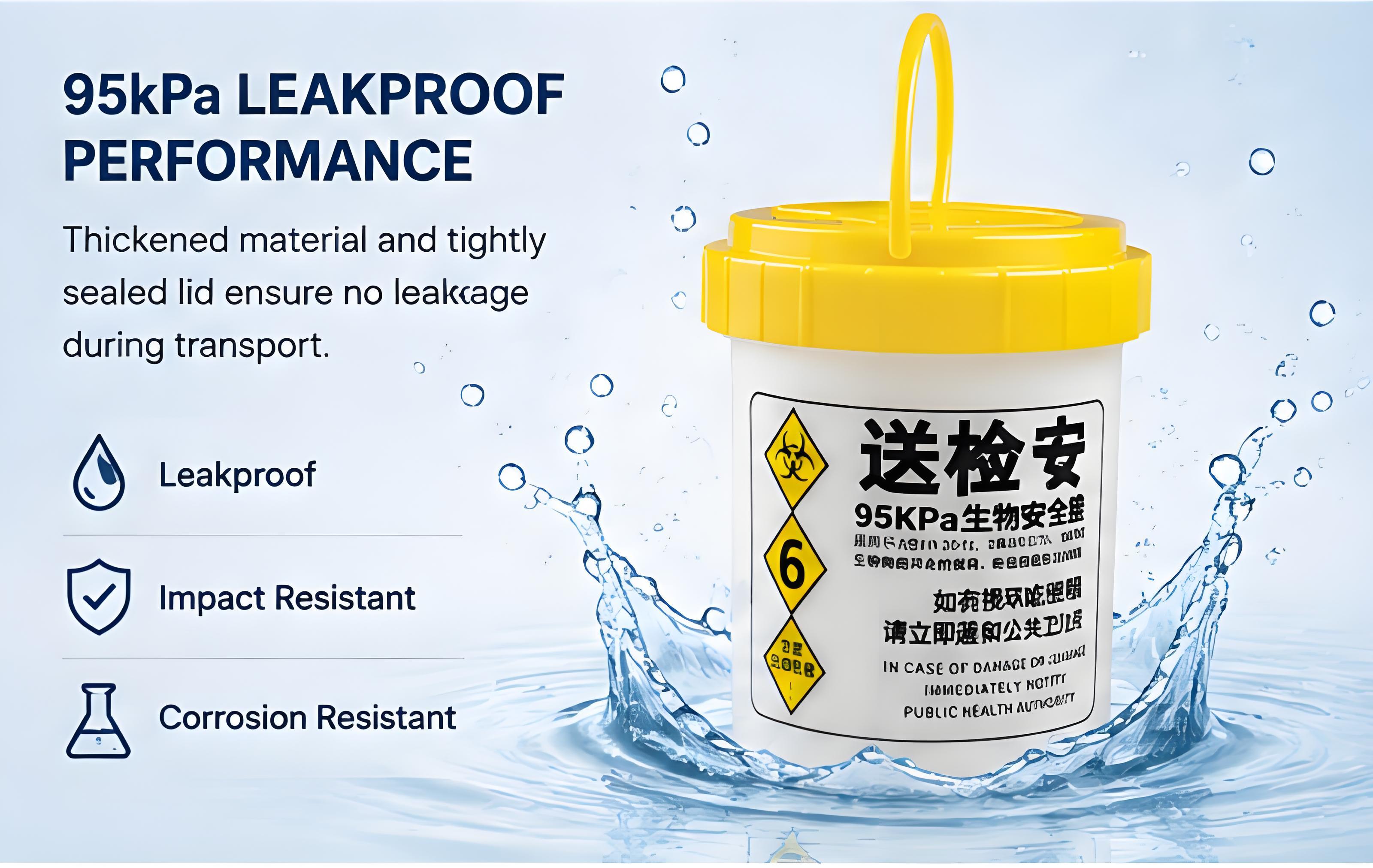 UN2814 UN3373 Compliant Triple Packaging System Leakproof Specimen Jar And Absorbent Pouch Complete Solution
