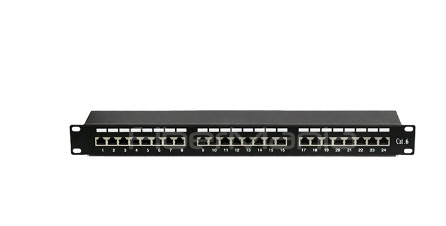 19” 1U CAT.6 FTP Copper Patch Panel 24 Port Dual IDC, Black Color