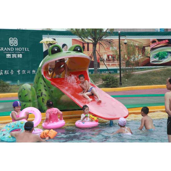 Скольжения бассеина воды формы лягушки, скольжение стеклоткани парка Aqua малое для малышей