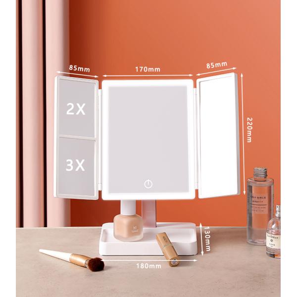 Trifold vanity Lighted Magnifying Makeup Mirror Cosmetic ABS Plastic