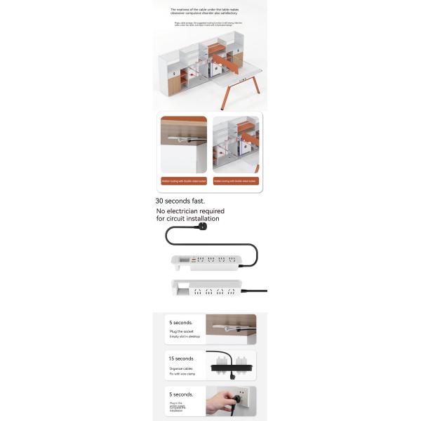 Sencillo Asiento de personal moderno Mesa de trabajo Oficina 6 Cuatro 4 Personas Estilo de escritorio de oficina Modernidad