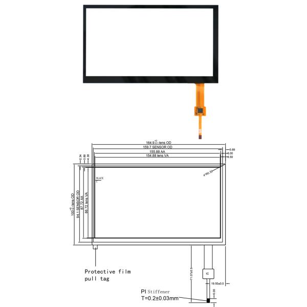 Projected Capacitive 7 Inch Wide Screen Car Touch Panel for Navigation System