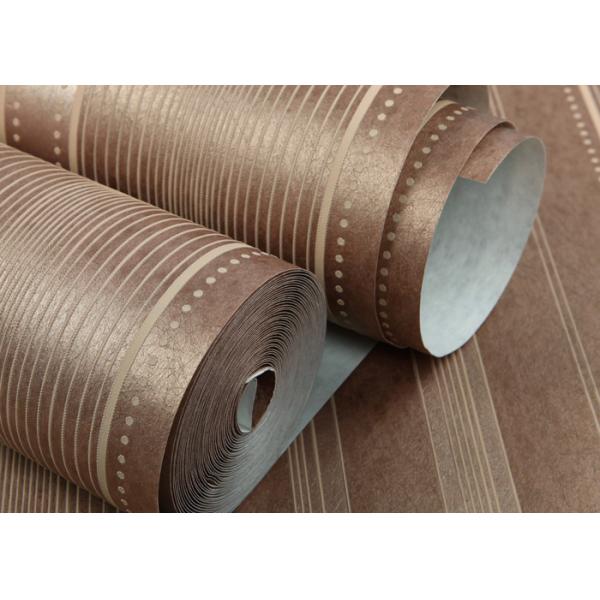 Обои обоев живущей комнаты ПВК блинтования Брауна Стрипед водостойкие