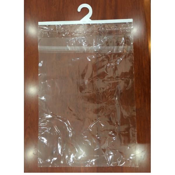 Resealable Plastic Bag With Hook , Self Sealing Plastic Bag With Hanger