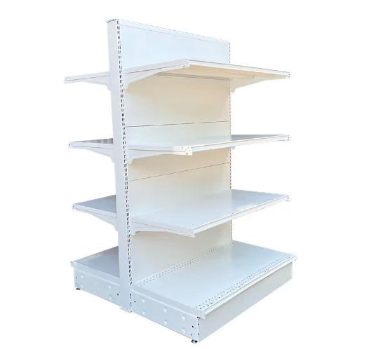 Pharmacy shelf white color double sided pharmacy display rack
