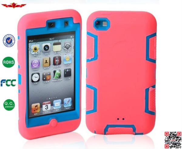 Hot Selling 100% Quality Guaranteed 3 in 1 Hybrid Silicone+PC Cover Cases For Ipod Touch 4