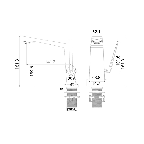 White Basin Mixer Faucet 161.3mm Hot Cold Mixer Tap Fingerprint Resistant Orin OR23001