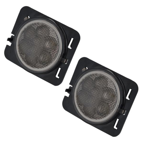 IP 68 Jeep Wrangler Headlights , 2x Smoked LED Front Fender Flare Turn Signal Side Marker Light