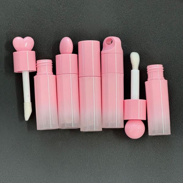 6ml Pink Gradient Heart-Shaped Cap Lip Gloss Tube Packaging Empty Container