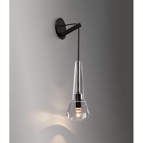 Adjustable Height Brass LED Wall Lamp Modern Oval Glass Sconce for Living Room